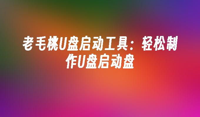 u盤裝系統+老毛桃 使用老毛桃 U 盤重設系統，提升電腦性能，簡單易用，支持多系統