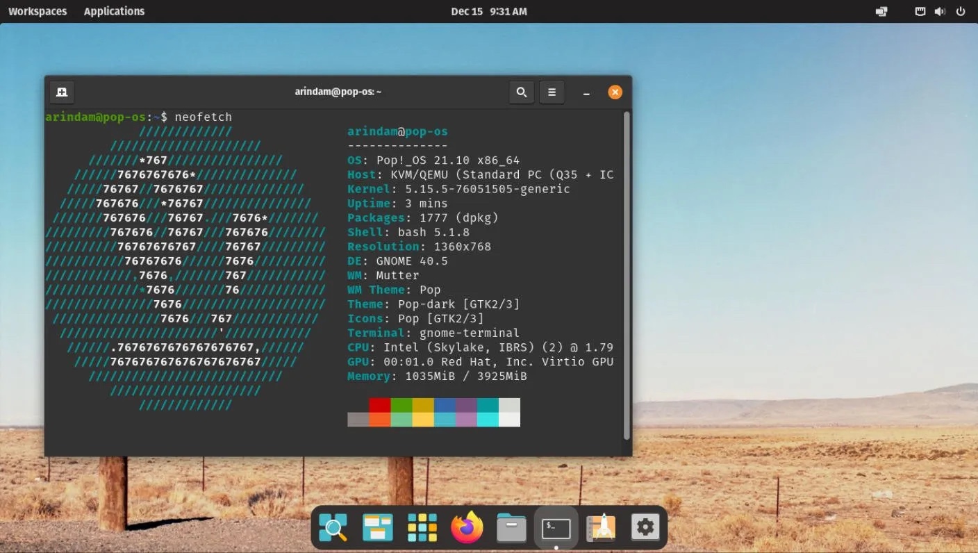 Pop OS 21.10 桌面 Linux 發行版